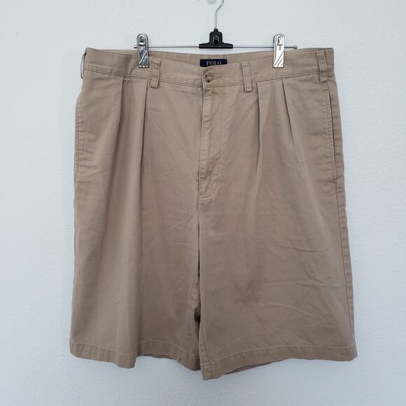 Polo Ralph Lauren Men's Size 36 TALL Khaki Pleated Casual Shorts - Picture 1 of 8